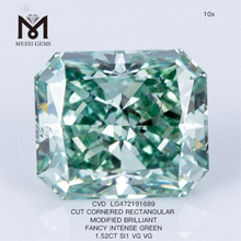 Diamante cvd verde elegante de 1,52 quilates Diamante verde cultivado en laboratorio RECTANGULAR