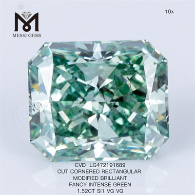 Diamante cvd verde elegante de 1,52 quilates Diamante verde cultivado en laboratorio RECTANGULAR