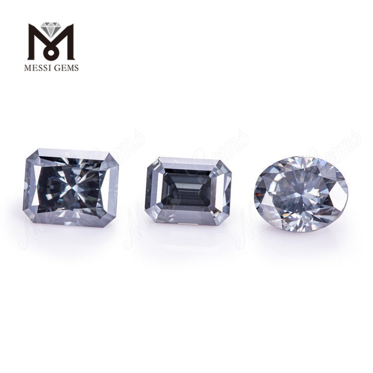 Moissanite gris con forma de esmeralda, 7x9mm, piedras sueltas de moissanite, precio de fábrica, gemas en Stock