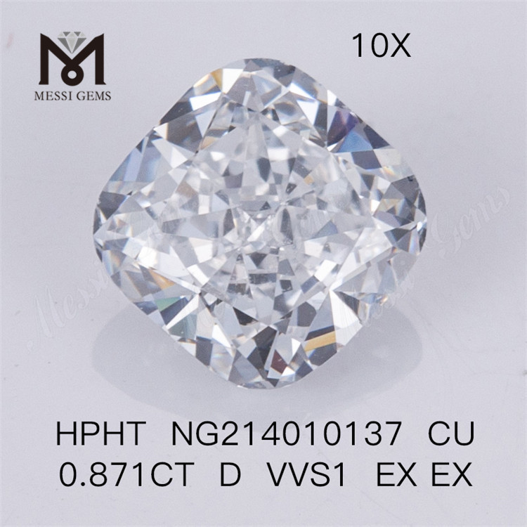 0.871CT D VVS HPHT diamantes de laboratorio Diamantes sintéticos sueltos de cojín