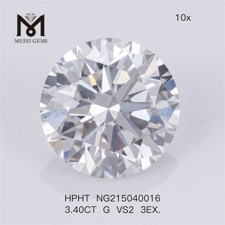Diamante de laboratorio HPHT G VS2 3EX de 3,40 quilates 