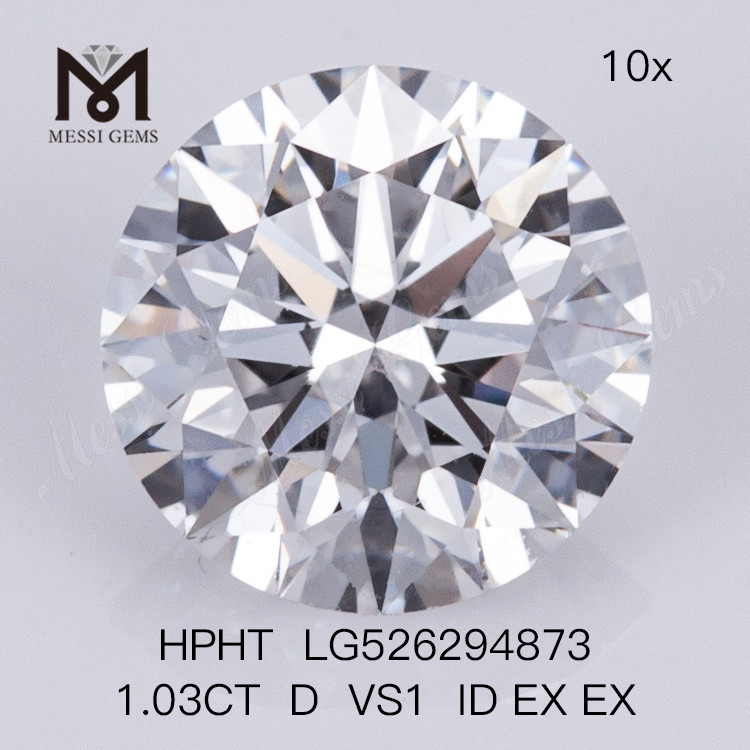 1.03CT D VS1 ID EX EX redondo igi diamantes cultivados en laboratorio HPHT