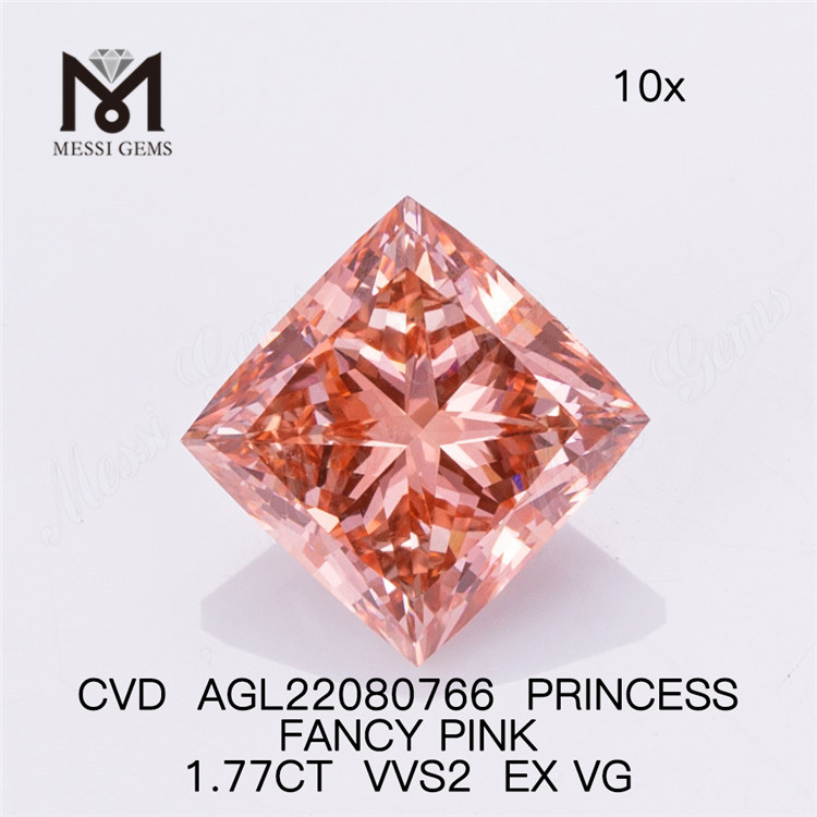 1,77 CT CVD PRINCESS FANCY PINK VVS2 EX VG diamante de laboratorio AGL22080766