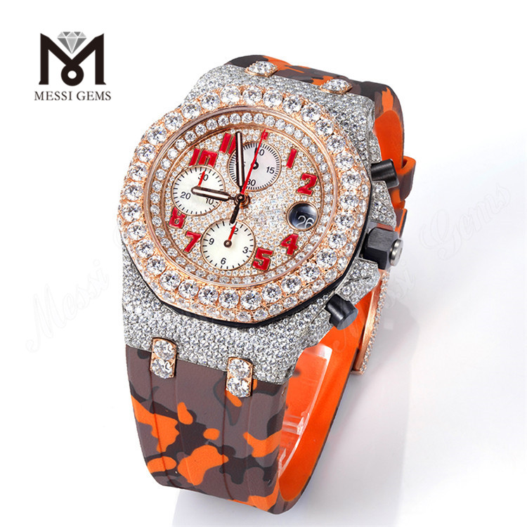 Juego de mano de lujo para hombre, reloj de moissanita con diamantes helados, diseño personalizado