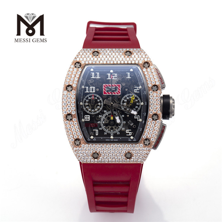Marca Hand Set Iced Out Luxury Vvs Moissanite Watch Diseño personalizado