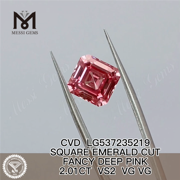 2.01CT VS2 VG VG CVD SQUARE EMERALD CUT FANCY DEEP PINK diamante cultivado en laboratorio LG537235219