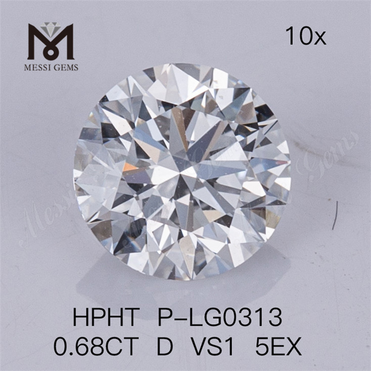 Diamante de laboratorio HPHT 0.68CT D VS1 5EX Diamantes cultivados en laboratorio