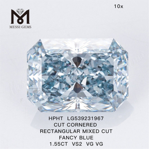 Diamante azul HPHT de 1,55 quilates, venta al por mayor, diamantes RECTANGULARES de laboratorio azul HPHT