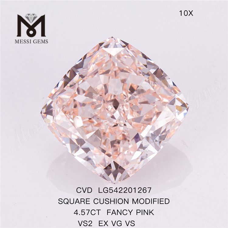 Diamante cultivado en laboratorio de color rosa elegante de 4,57 quilates SQ cvd diamante hecho por el hombre en oferta