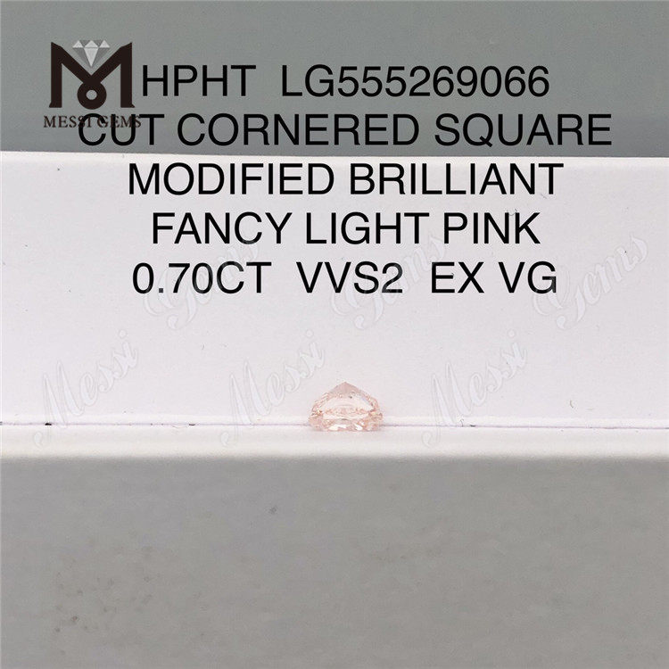 0.70CT HPHT CUADRADO FANCY LIGHT PINK VVS2 EX VG diamante cultivado en laboratorio LG555269066 