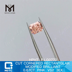0.67CT HPHT suelto PINK VS2 3EX diamante cultivado en laboratorio P-LG0773