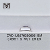 8.03CT EM G VS1 EX EX laboratorio diamantes sintéticos CVD LG576330605 