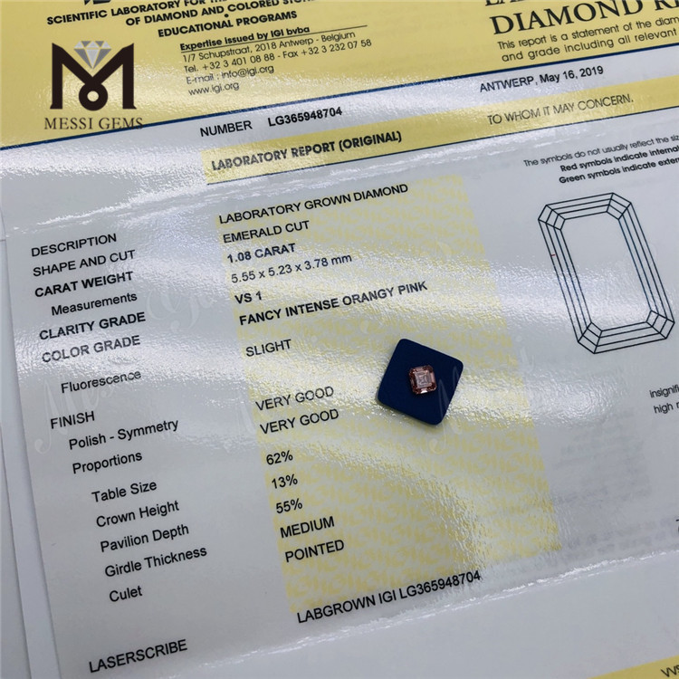 1.08CT FIOPINK VS1 EM diamante de laboratorio al por mayor CVD LG365948704