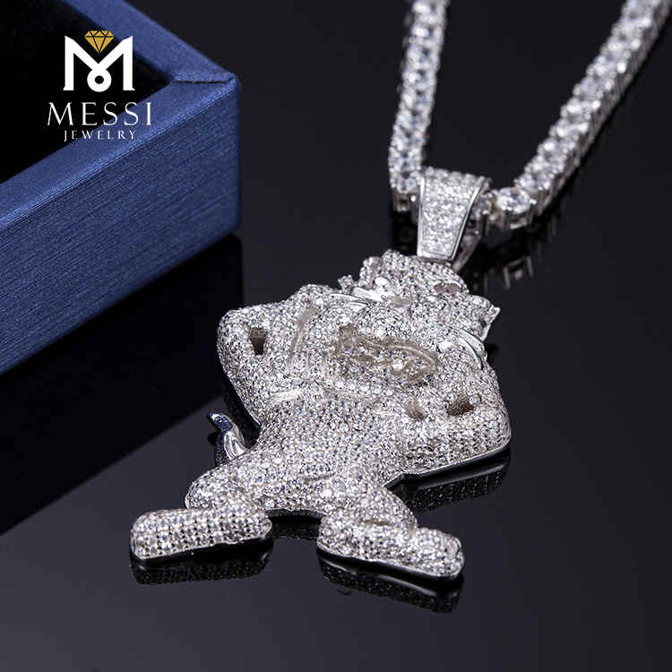 Personajes de dibujos animados personalizados Hip hop collar moissanite colgante rapero