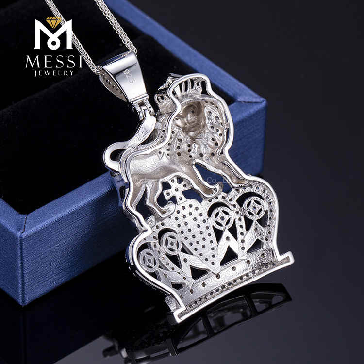 Cadena de rapero personalizada León y diseño de corona Joyería de hip hop barata