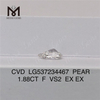 1.88ct F VS2 2 quilates diamante artificial PEAR diamantes sintéticos chinos
