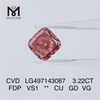 3.22CT FANCY DEEP PINK VS1 CU GD VG CVD diamante cultivado en laboratorio LG497143087