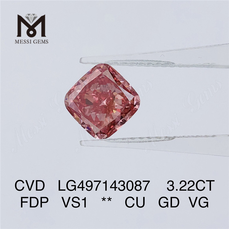 3.22CT FANCY DEEP PINK VS1 CU GD VG CVD diamante cultivado en laboratorio LG497143087