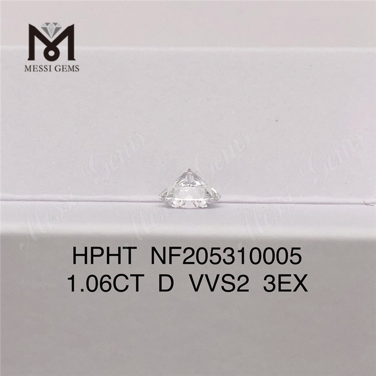 1.06ct D Color VVS2 3EX Diamante redondo sintético HPHT cultivado en laboratorio