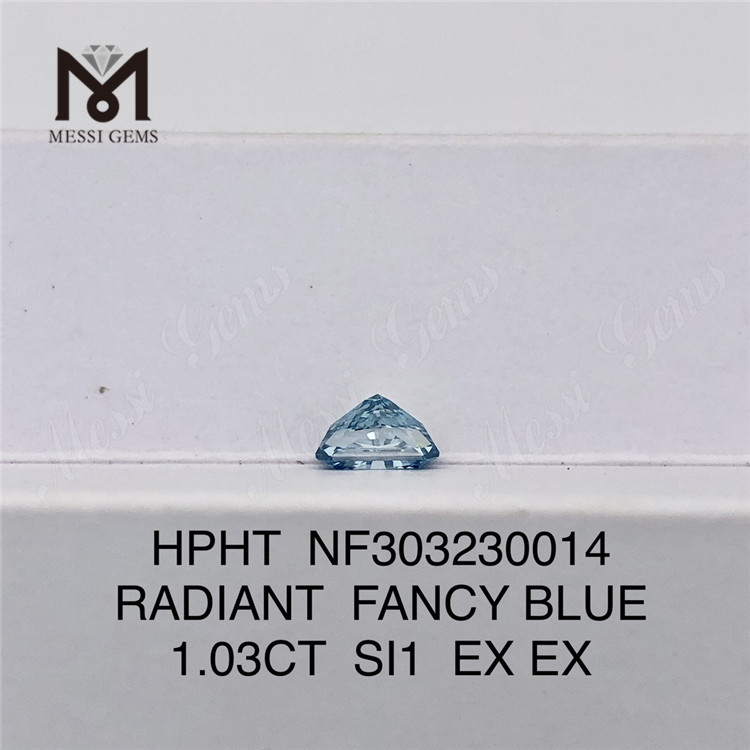 1.03CT SI1 RADIANT FANCY BLUE Diamante cultivado en laboratorio de 1ct HPHT NF303230014