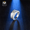 Anillos de plata chapados en oro blanco de 14 quilates y 18 quilates Anillo de moissanita de 9 mm y 3 quilates para hombre