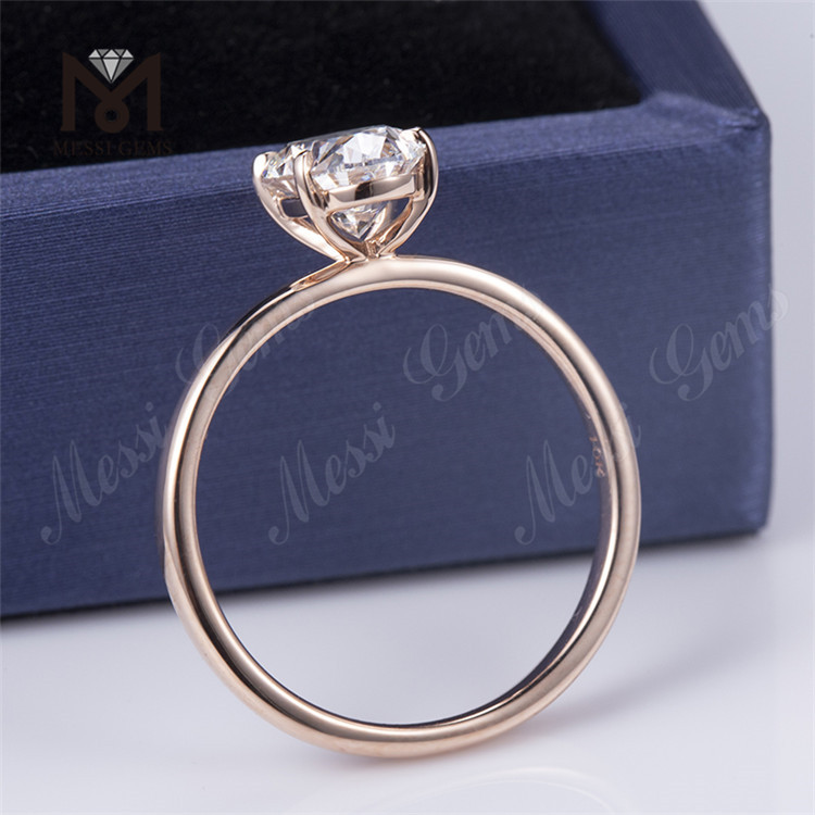 Anillo de bodas con solitario de compromiso en oro rosa de 18 k con diamantes de laboratorio de 1,39 quilates