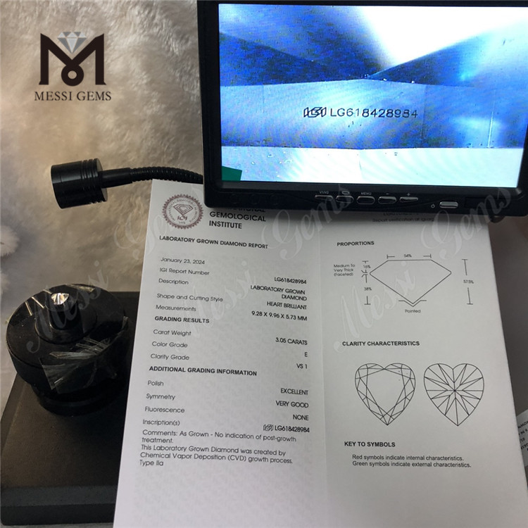 3.05CT E VS1 HS el diamante CVD cultivado en laboratorio más barato 丨Messigems LG618428984