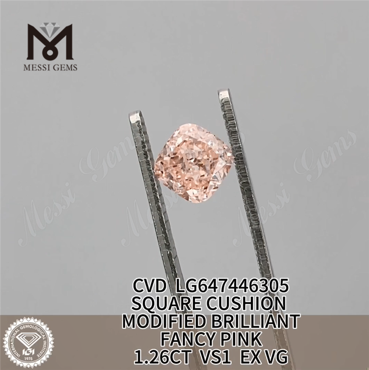 1.26CT COJÍN FANCY PINK VS1 diamantes fabricados CVD LG647446305 