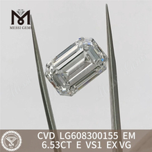 6.53CT E VS1 Esmeralda diamantes de laboratorio artificiales Brillo certificado IGI 丨 Messigems CVD LG608300155