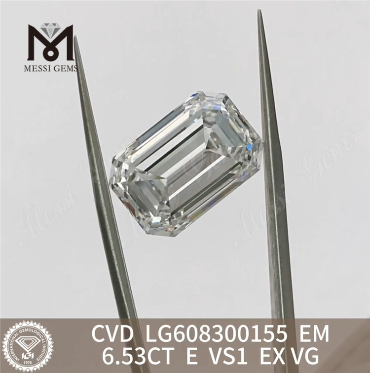 6.53CT E VS1 Esmeralda diamantes de laboratorio artificiales Brillo certificado IGI 丨 Messigems CVD LG608300155