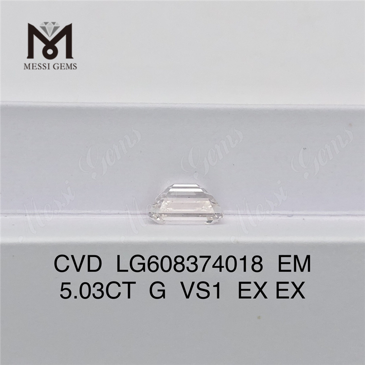 5.03CT G VS1 Diamantes sintéticos de talla esmeralda en línea Brilla con confianza 丨Messigems CVD LG608374018
