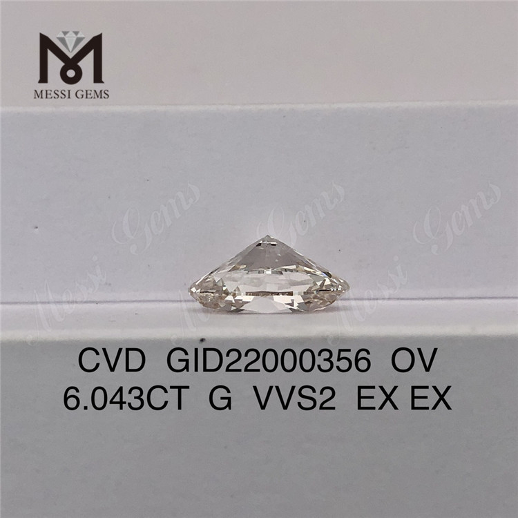 6.043CT G VVS2 EX EX 6ct Diamantes CVD al por mayor OV Sparkle GID22000356丨Messigems
