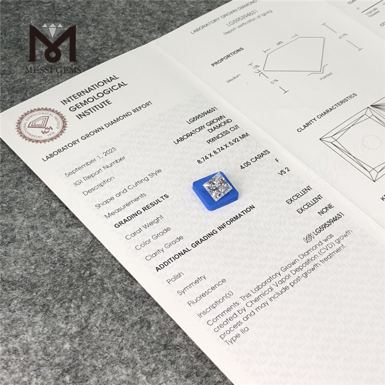 4.05CT F VS2 EX EX 4ct CVD Laboratorio Diamante SQ CVD LG595394631