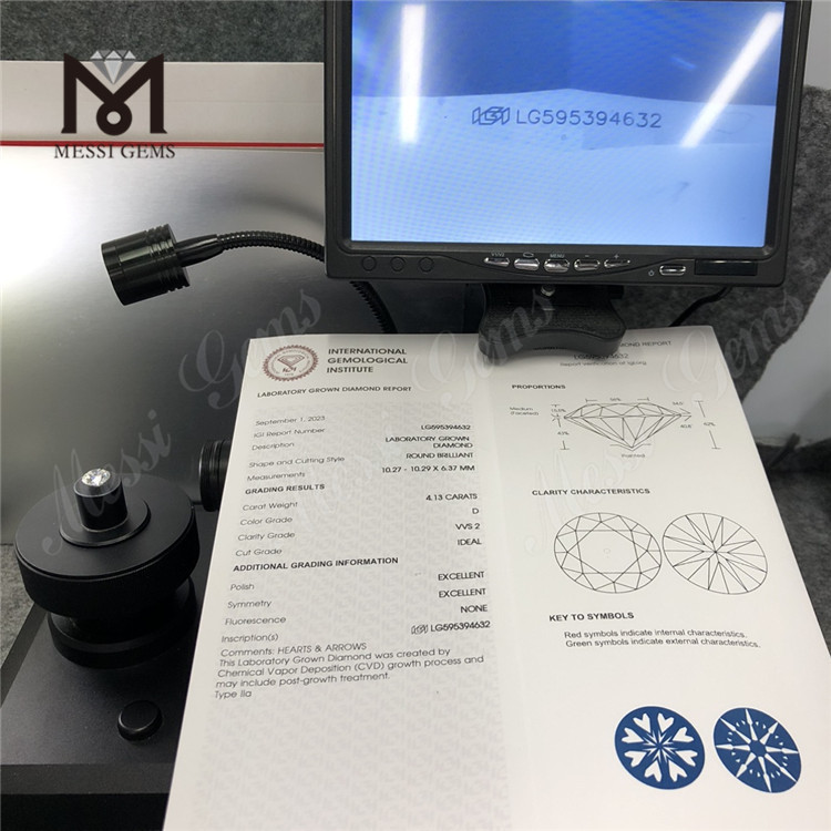 4.13CT D VVS2 ID EX EX 4ct CVD Diamante en línea LG595394632