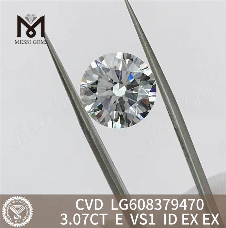 3.07CT E VS1 RD 3ct cvd diamante sintético LG608379470 para configuraciones personalizadas 丨Messigems 
