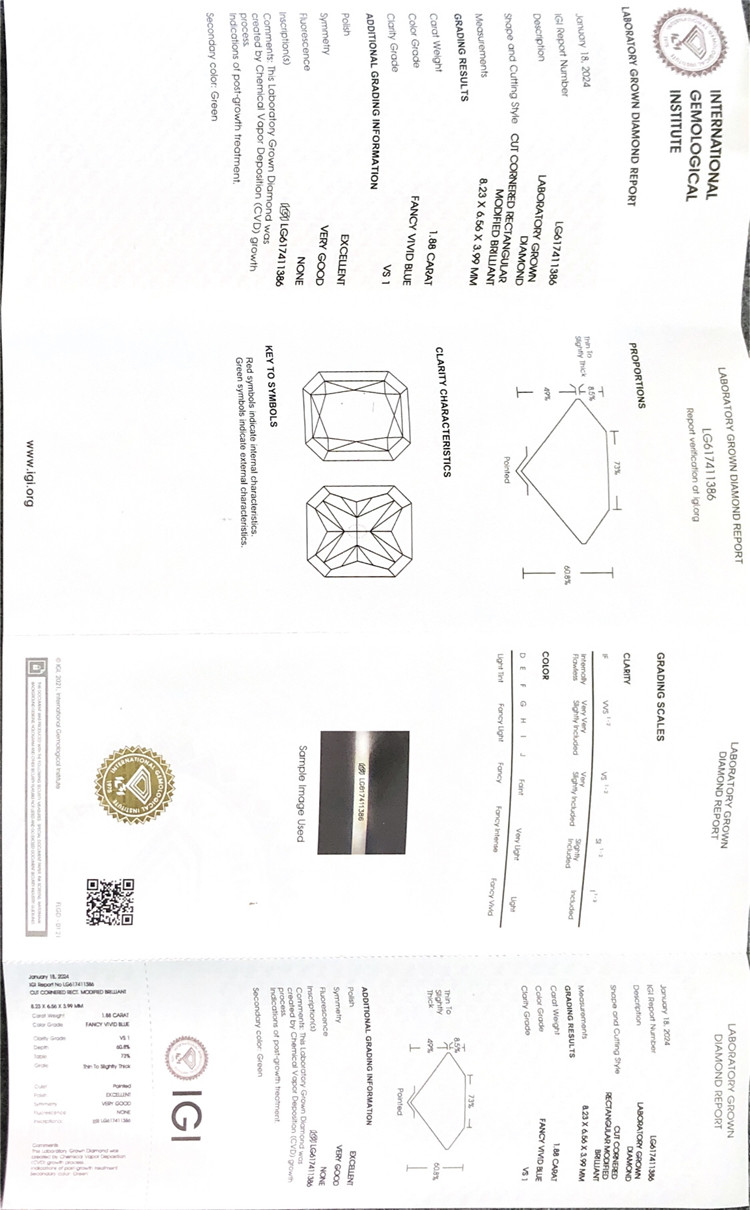 Diamantes fabricados sueltos IGI de 1,88 ct.
