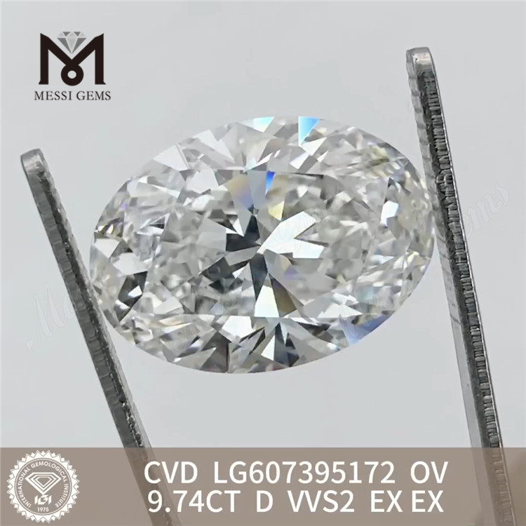 9.74CT D VVS2 OV diamantes grandes creados en laboratorio CVD LG607395172 丨Messigems