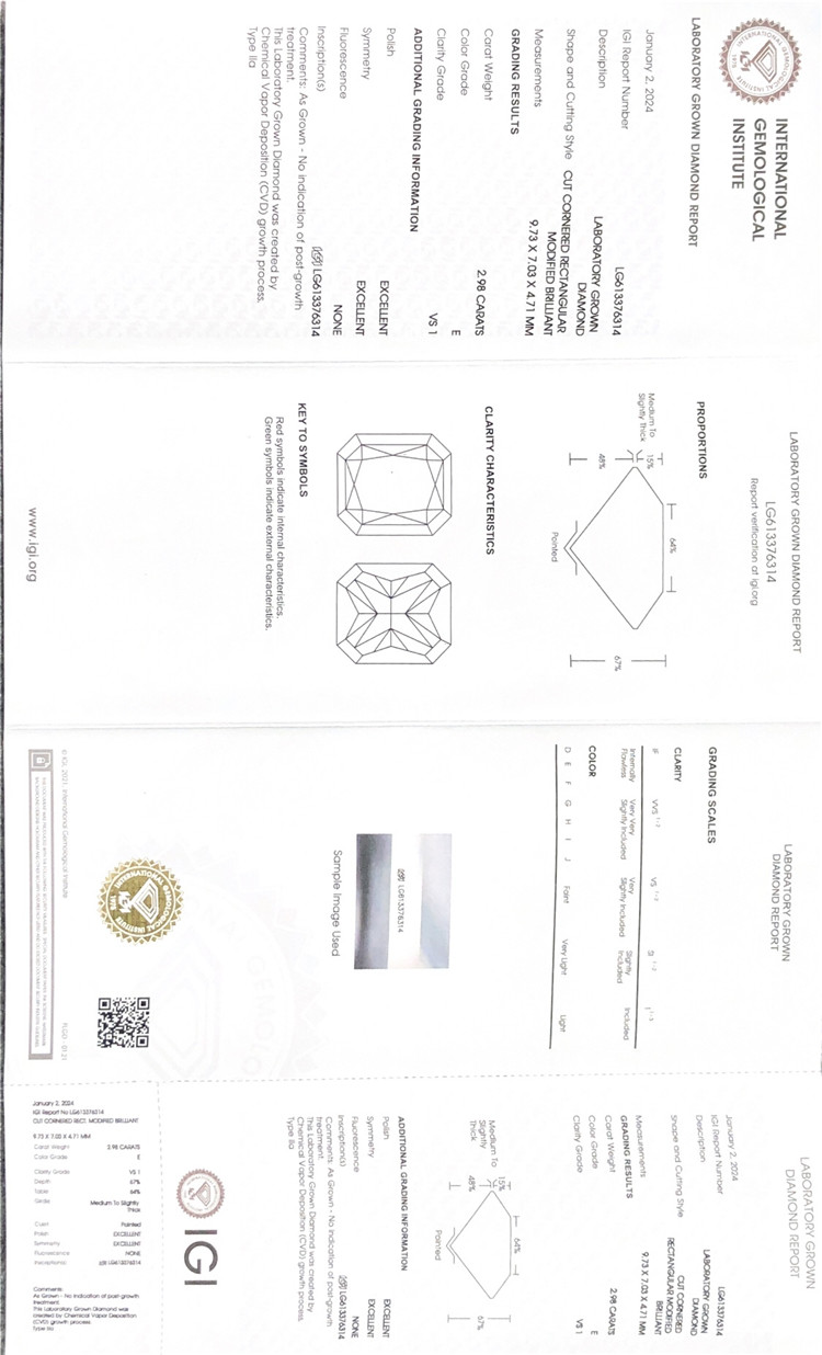 diamante suelto cultivado en laboratorio igi