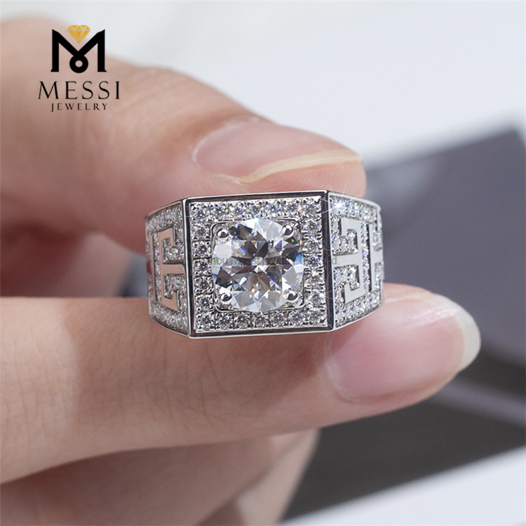 Anillo de compromiso y boda con diamantes de laboratorio para hombre en alianza de boda de 10 k para hombre 丨Messijewelry