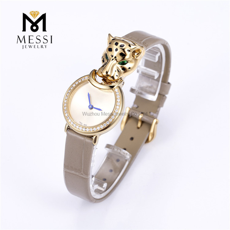 Distintivos relojes de moissanita de leopardo para mujer