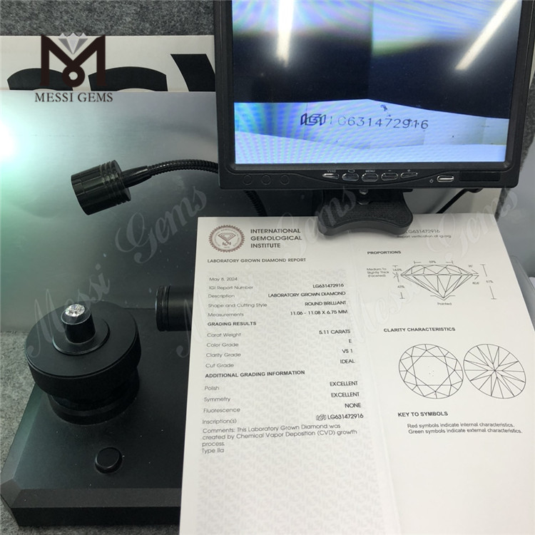 5.11CT E VS1 ID CVD porcelana de diamante cultivada en laboratorio LG631472916 丨Messigems 