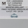 6.47CT CORTE RECTANGULAR FANCY VERDE INTENSO AZUL VS1 CVD diamante de laboratorio azul LG626468353 丨Messigems