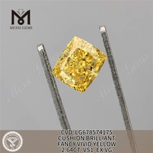 2.64CT Cachion Laboratory Diamantes cultivados Fancy Vivid Yellow VS1 EX VG CVD LG678574175
