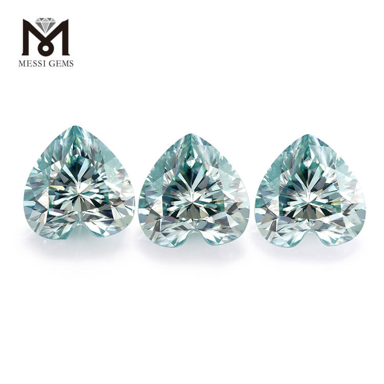 Corte de corazón 8 * 9 mm Teal moisanita suelta proveedor de piedras preciosas al por mayor