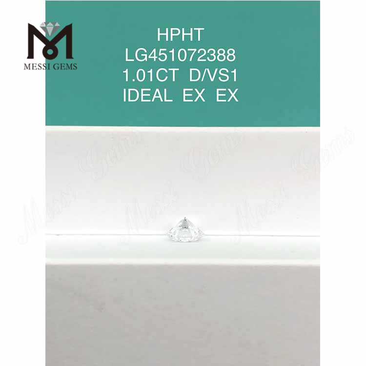 1,01 ct D VS1 Redondo IDEL Grado de corte Diamante cultivado en laboratorio HPHT
