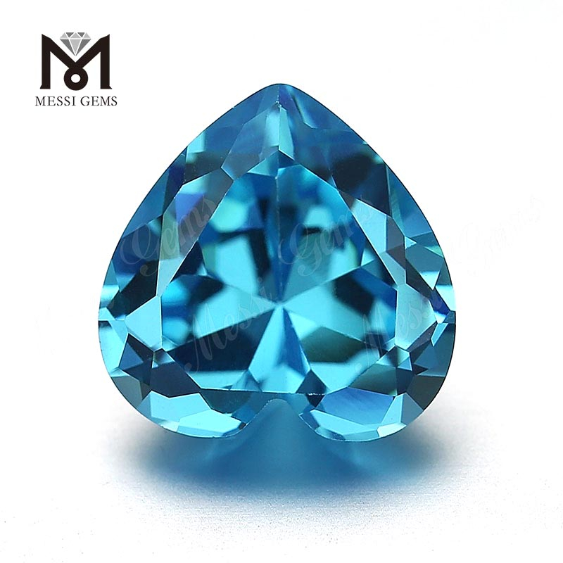 Piedras preciosas sueltas Corte de corazón Piedras de zirconia cúbica aguamarina de 9 mm