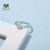 Anillos de moda chapados en oro blanco de 1 ct, joyería para mujer, anillo de plata de ley 925