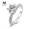 Regalo de Navidad solitario moissanite mujer anillo joyería 14k chapado en oro 925 anillos de plata