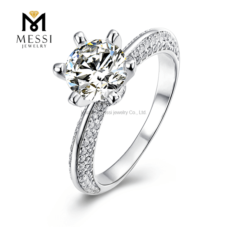Regalo de Navidad solitario moissanite mujer anillo joyería 14k chapado en oro 925 anillos de plata