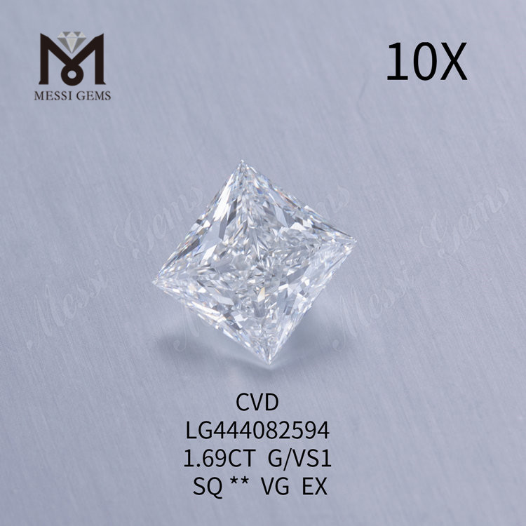 1,69 quilates G VS1 SQ VG Diamantes de talla princesa cultivados en laboratorio polaco